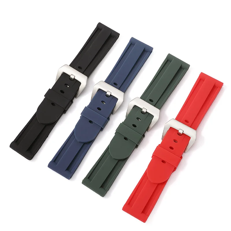 

Chinber Customizable  Men Solid Natural Rubber Watch Strap Fit for Panerai, Black, red, blue, green