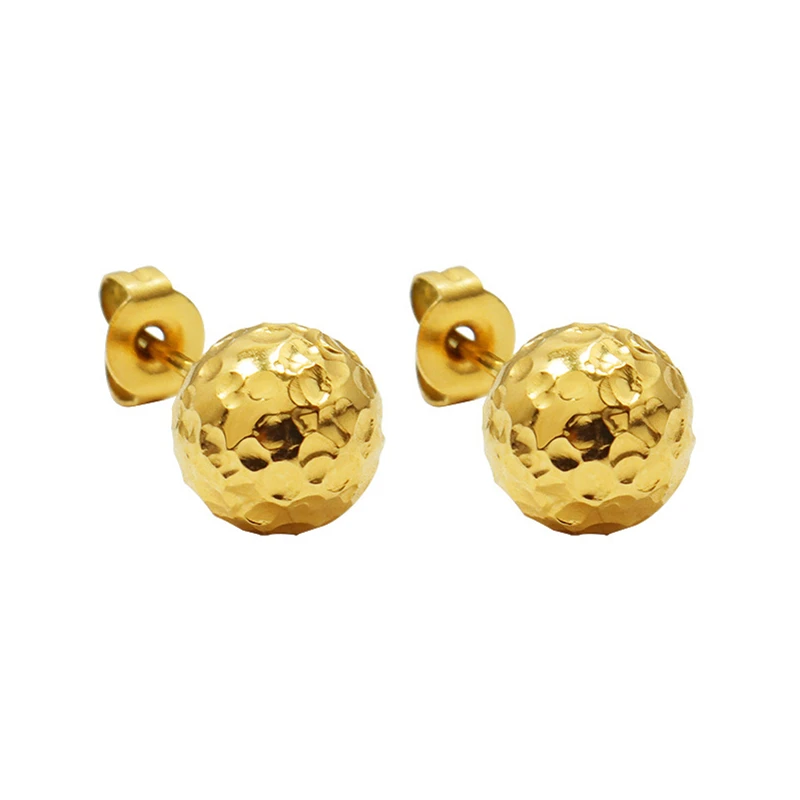 

18K Gold Plated Stainless Steel Jewelry Small Large Shiny Ball Earring Gold Disco Ball Stud Earrings