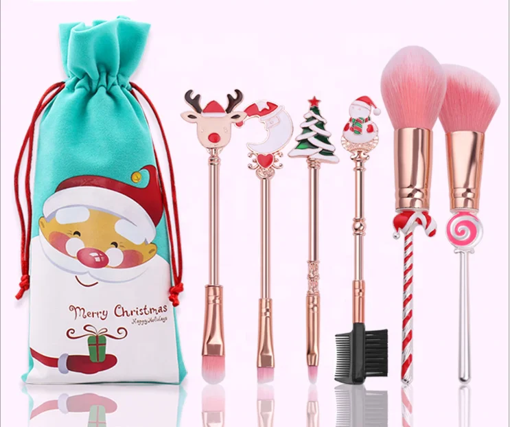 

Professional 3 Candies Christmas Makeup Brush Elk Cute Portable Mini Makeup Brush