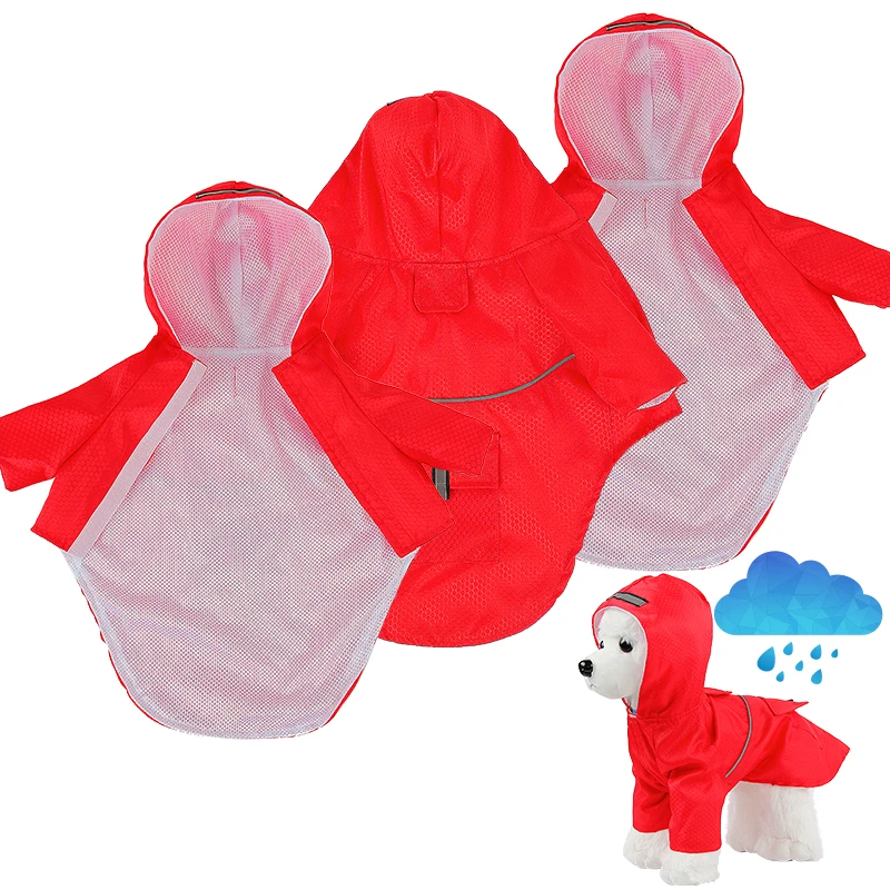 

COLLABOR Reflective Pet Dog Rain Coat Jacket With Hood Outdoor Waterproof Raincoat For Large Dogs, Solid, digital print