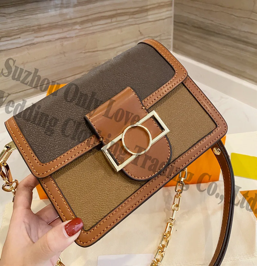 

Fashion Designer Luxury Crossbody bags Women Shoulder Bags Cover Button Brown Flap Handbag Size 20.0 x 12.0 x 5.0 cm