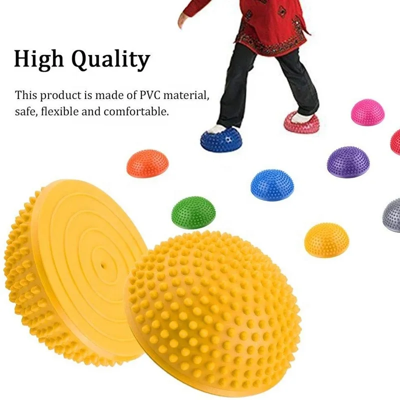 

pvc massage yoga fitness ball yoga semicircular durian foot massage ball Balance Exercise Outdoor Sport Toys Kids Game yoga ball