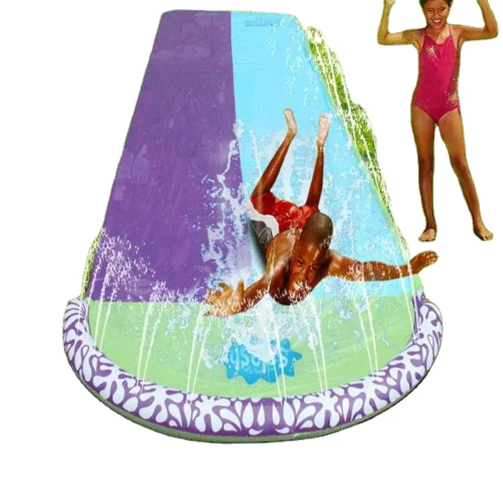 

2021 summer children double outdoor lawn playing water jet water slide