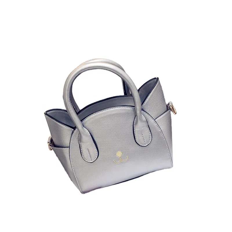 

New Design Shoulder Vintage Tote Bag Cute Cat Shape Girls Vegan Leather Handbags