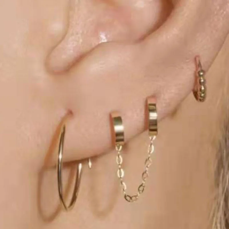 New Trendy Earring 18K Gold Plated Double Hoop Earring New Trendy Stainless Steel Jewelry