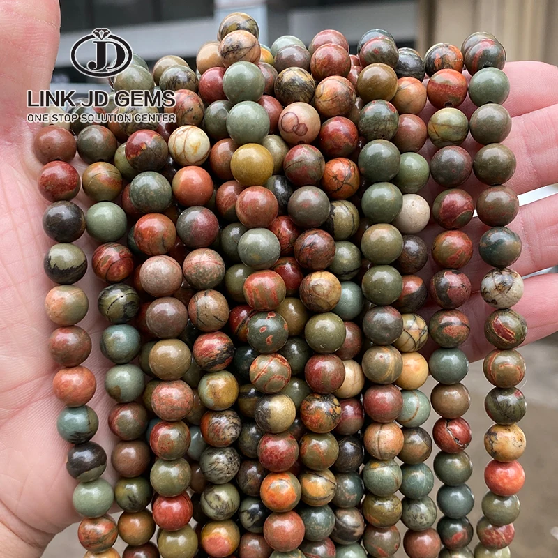 

Best Sellers 4/6/8/10/12mm Natural Stone Beads Red Picasso Round Loose Beads for Jewelry Making DIY Bracelet Necklace