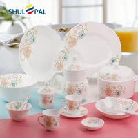 

Luxury high quality opal glassware 72pcs crockery dinnerware set