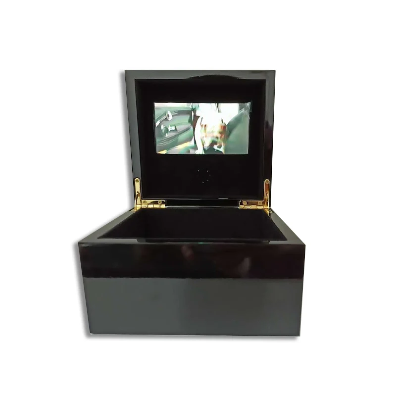 

New style 4.3inch lcd rose gift box 128m lcd screen recordable music video piano paint wood box 14X14X10cm