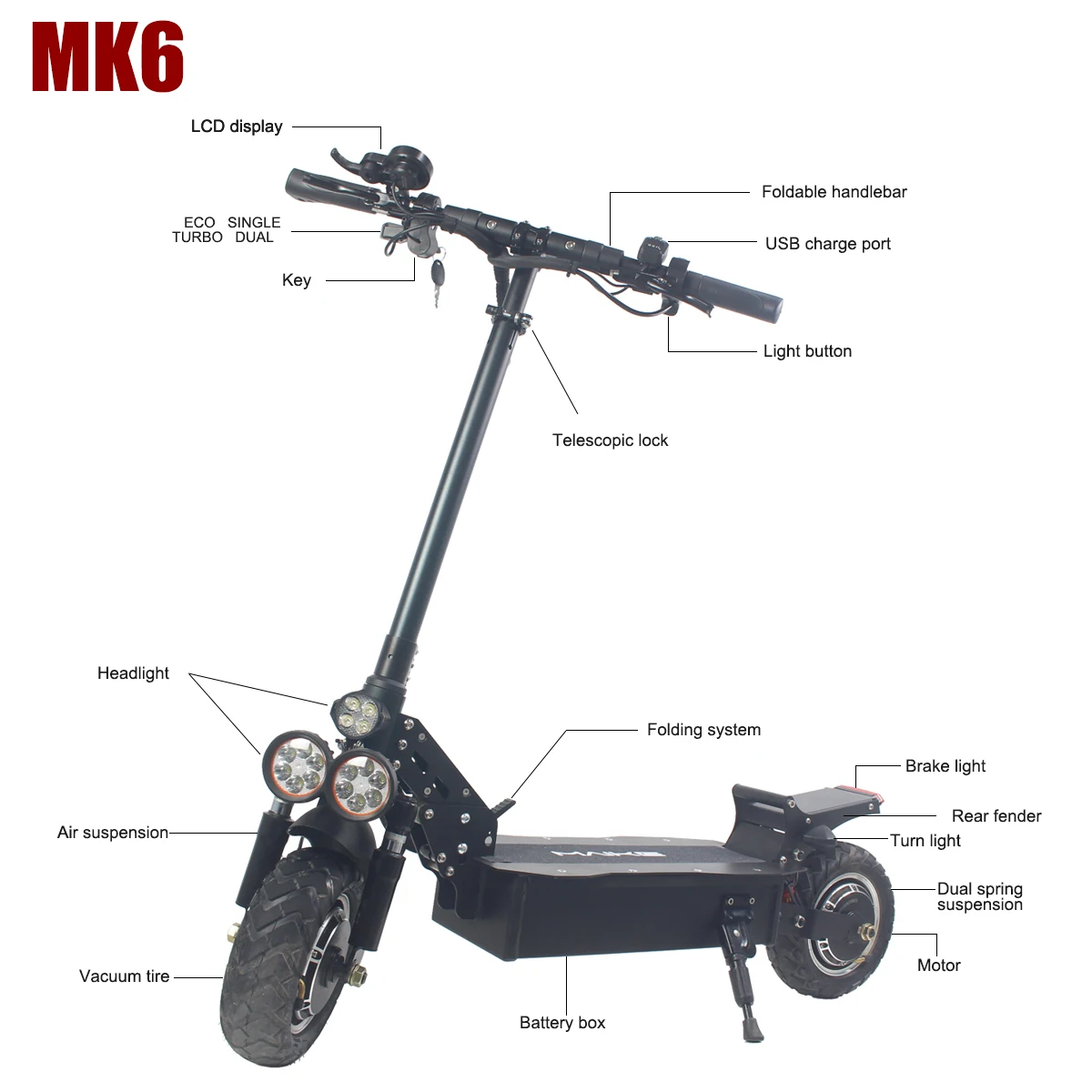 

Chinese Supplier Maike Mk6 10 inch electric scooter 2000w 70 km/h motorized scooter