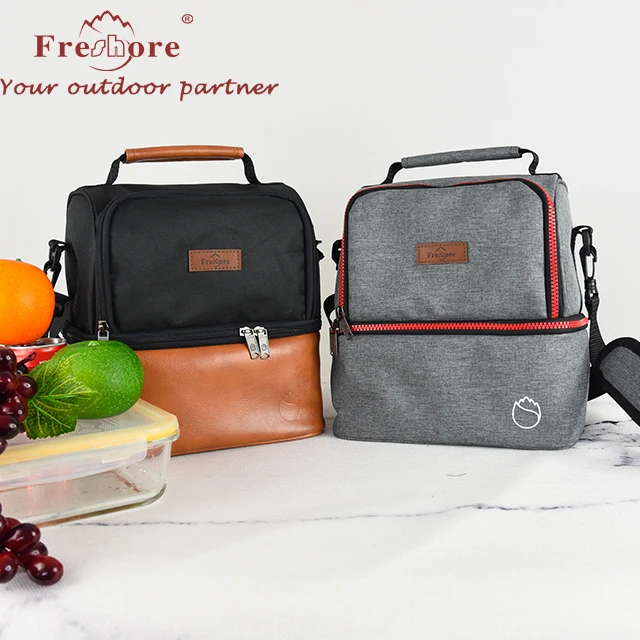

multi-compartment eco friendly lunch bags functional easy open zipper snack food reusable bag, Can be customized