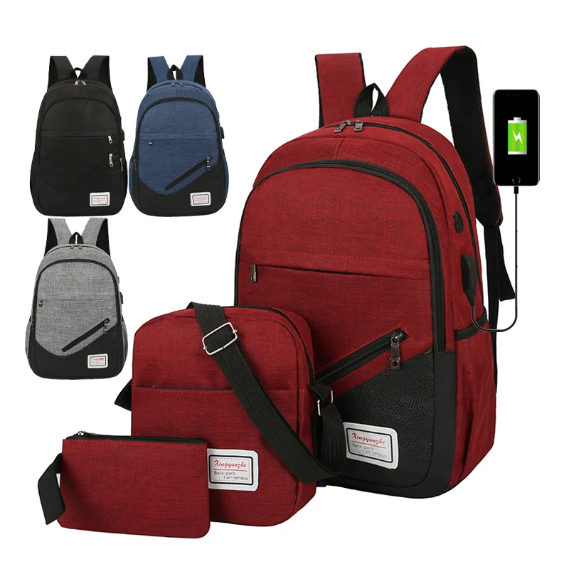 

Factory manufacturer direct sale light weight 18 inches 3pcs set laptop school backpack knapsack bagpack bag for children, Black, blue, red, grey or custom
