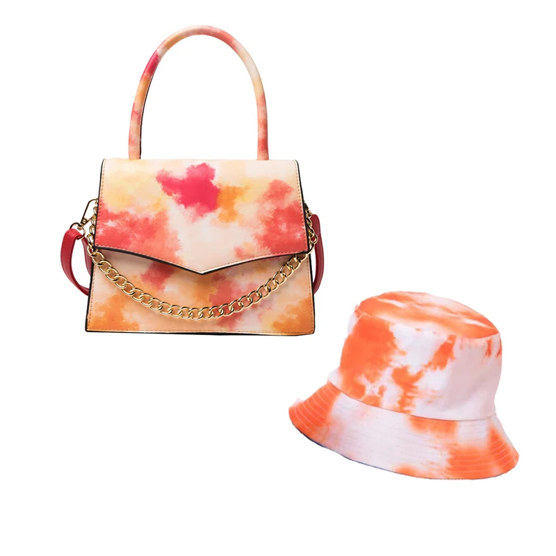 

latest print Tie-dye Women hand bags Purses And Handbags Bucket Hat and Purse Set, 4 colors available