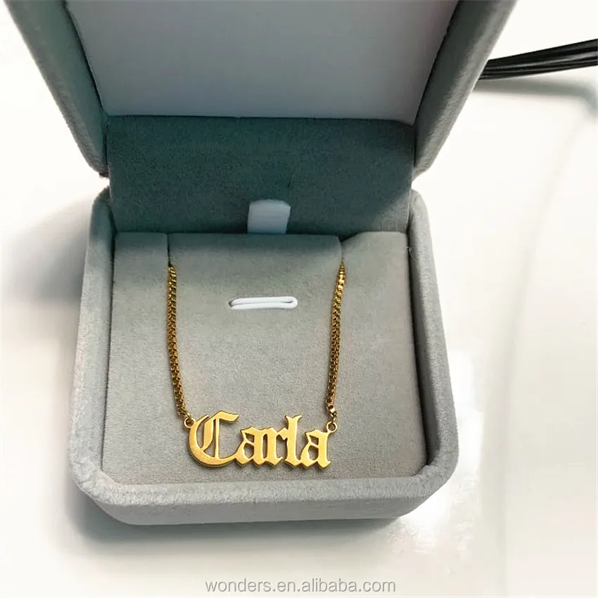 

Old English Custom Name Necklace Jewelry Gold Color