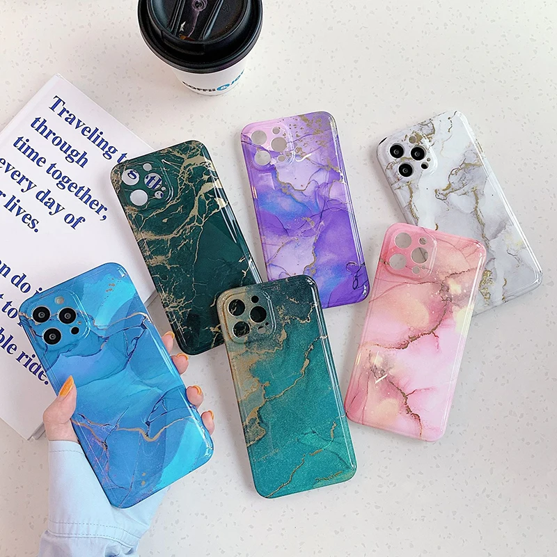 

Luxury Gradient Vintage Marble Phone Case For iPhone 12 11 Pro Max X XR XS Max 7 8 Plus Back Cover