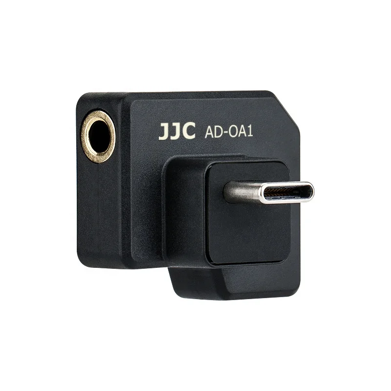 

JJC Dual USB-C 3.5mm Mic Adapter for DJI Osmo Action Charging and Data Transferring, Audio Adapter Vlogging Camera Accessories, Black