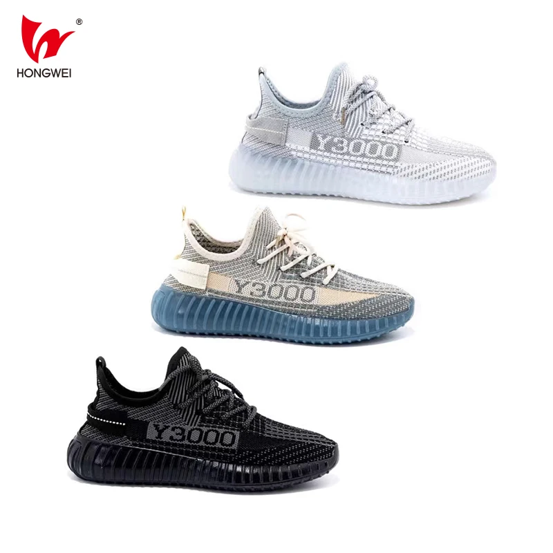 

2021 Fashion New Designs Excellent European Style Fly Knitted Mesh Sports Shoes For Men Jelly sole casual sports shoes, Picture