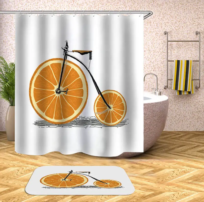 

modern simple bicycle series waterproof bathroom curtains shower design digital printing