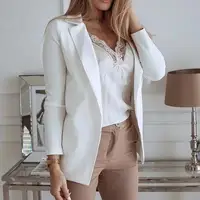 

Plus Size 3XL Women's Office Lady Blazer Solid Casual White Blazers Jacket Female Autumn Long Sleeve Jacket Outwear Women