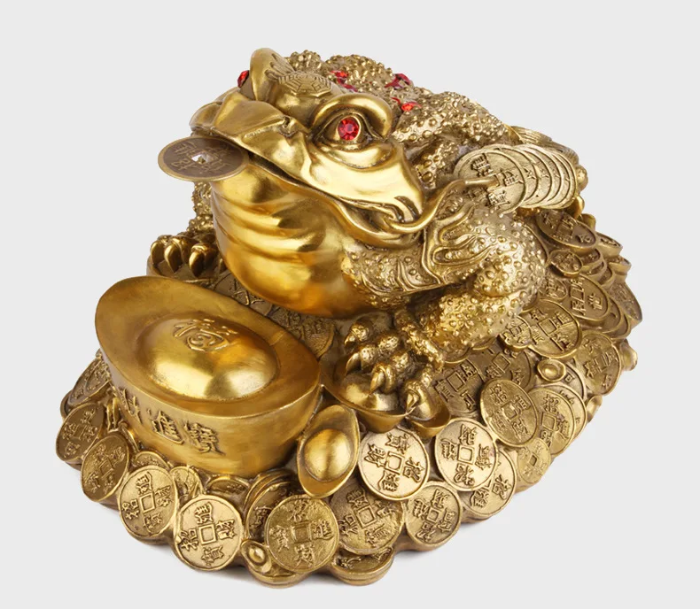 Chinese Good Luck Ornament Luxury Brass Money Toad Fengshui Decorations ...