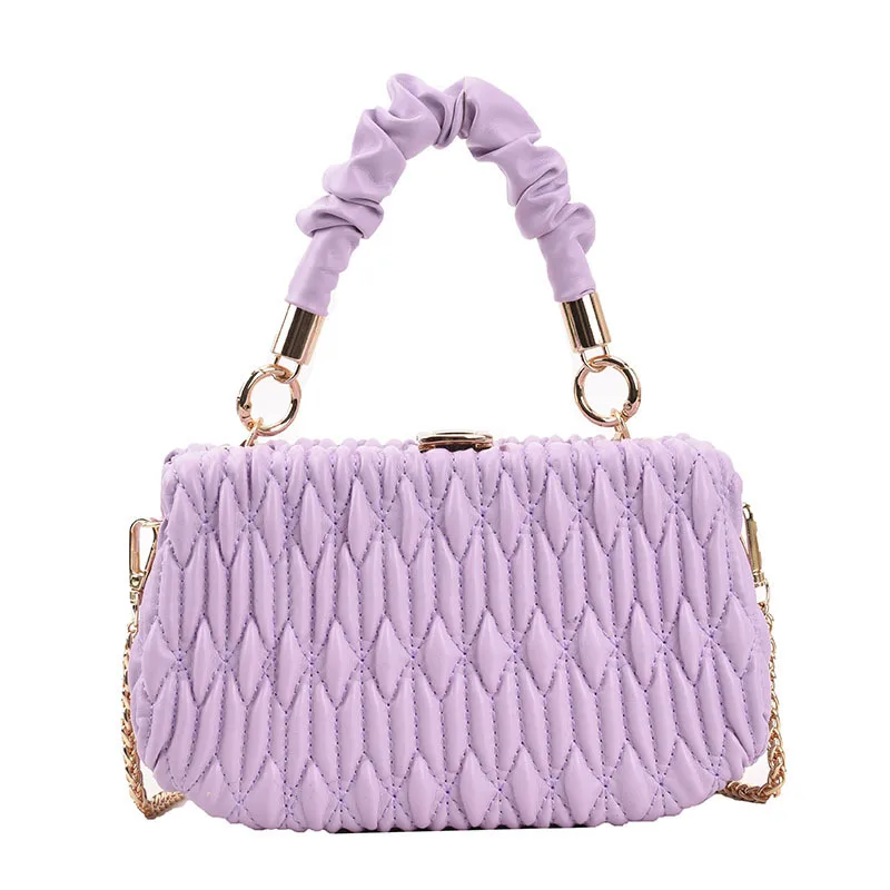 

New Designer Ruched Ladies Chain Shoulder Messenger Bags 2022 Luxury Women Hand Bags PU Purses and Handbags, 5 colors