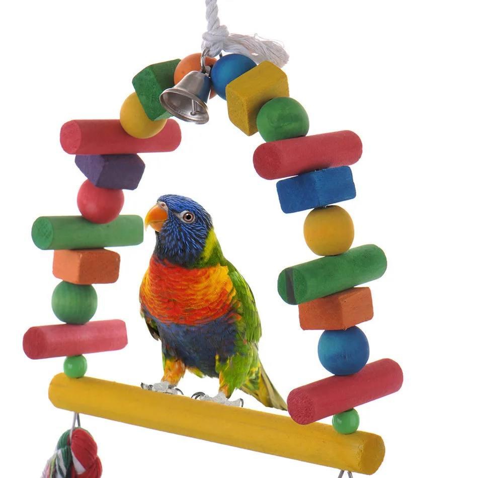 

Large And Medium Cotton Rope Bird Chewing Toy Exquisite Stand Parrot Cage Accessories Parrot Swing, Photo color