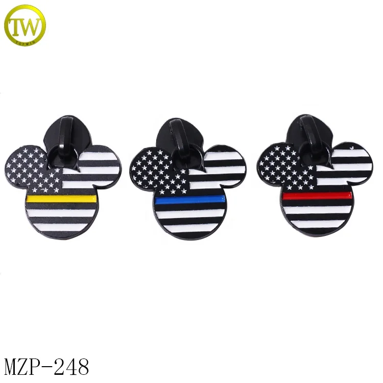 

Wholesale clothing metal logo zip puller decorative accessory enamel mickey shape zipper puller slider tags, Not fade/keep color long time
