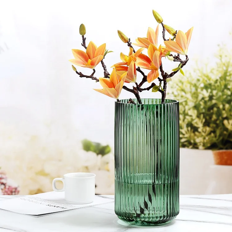 

Nordic Luxury Vases Clear Glass Large Tall Tube Pot 6 Recycled Cylinder China Transparent Home Decor Flower Vase, Green / black