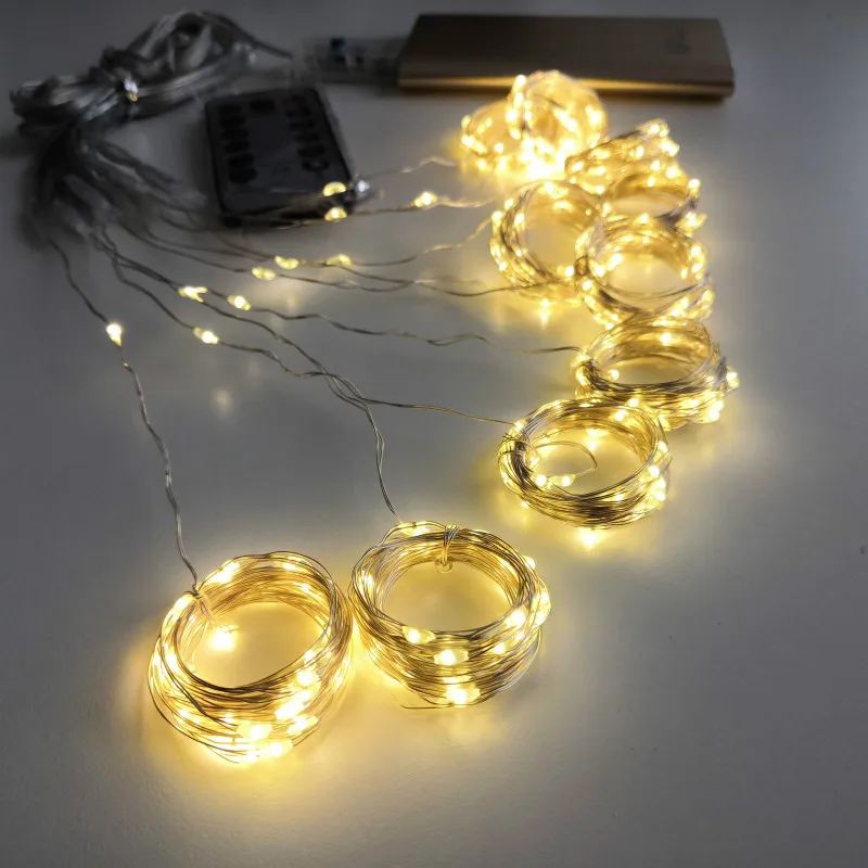Amazon New Rainbow Color USB Remote Control 3*3 Copper Wire Light Curtain String Light Icicle Christmas Day String Light