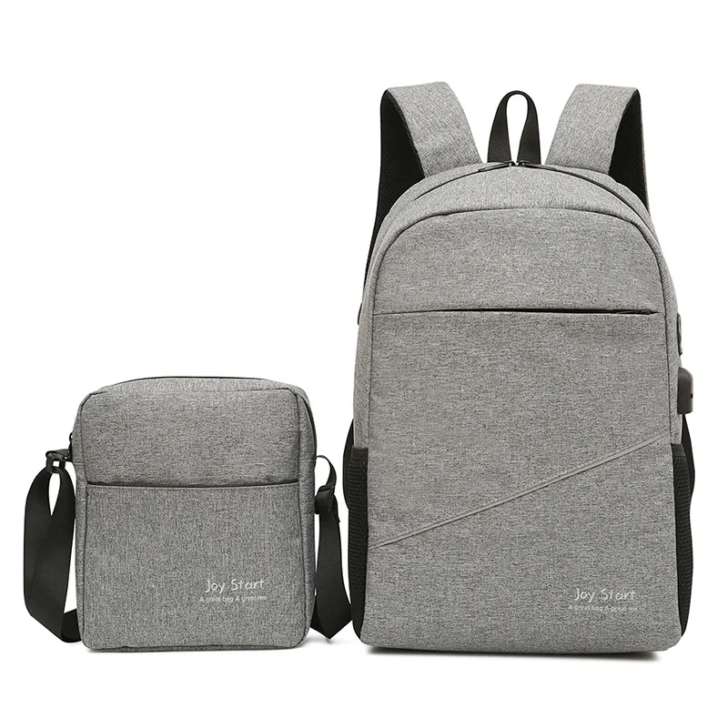 

Low MOQ College Casual Campus Laptop Backpack Plus Messenger Single Shoulder Bag 2PCS In One Set