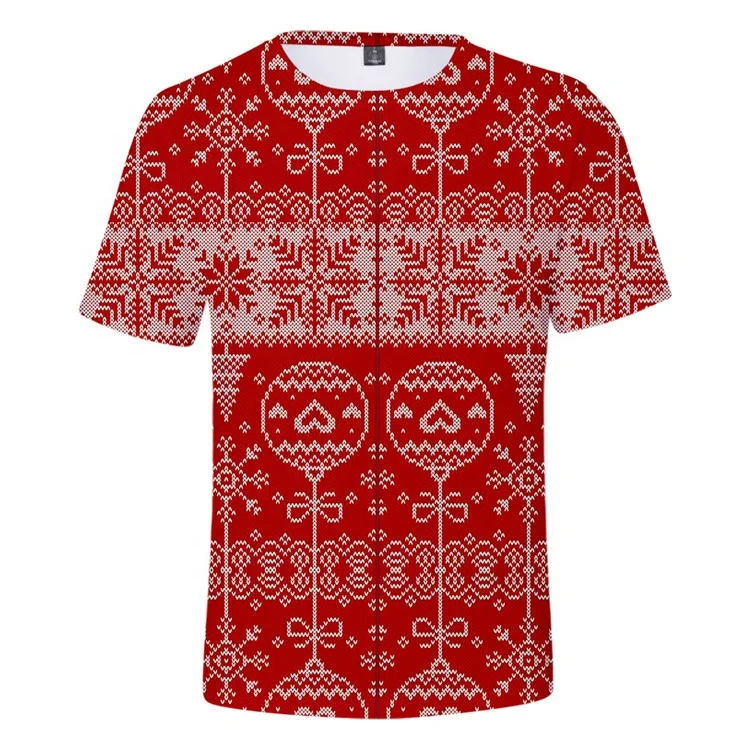 

Custom full sublimation print Christmas pattern men and women t shirts, Customized colors