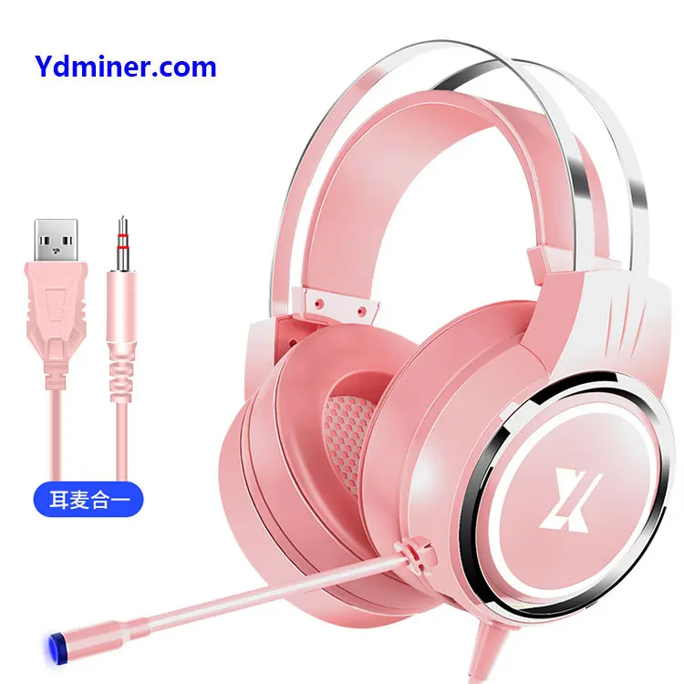 

pink Headphone Gaming Headset Wired Earphone low price gaming headset, Black pink