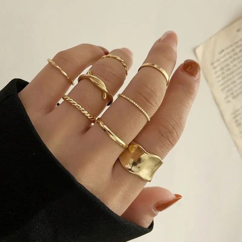 

Fashion Round Opening Stacking Rings Set Women Simple Circle Adjustable Joint Ring Jewelry, Vintage sliver