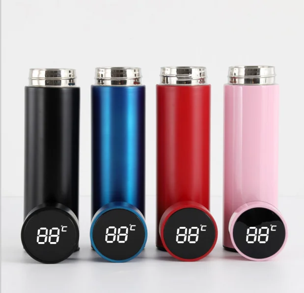 

500 ml travel mug termos thermometer thermos led cup digital inteligente bottle math termo, Black/blue/red/pink