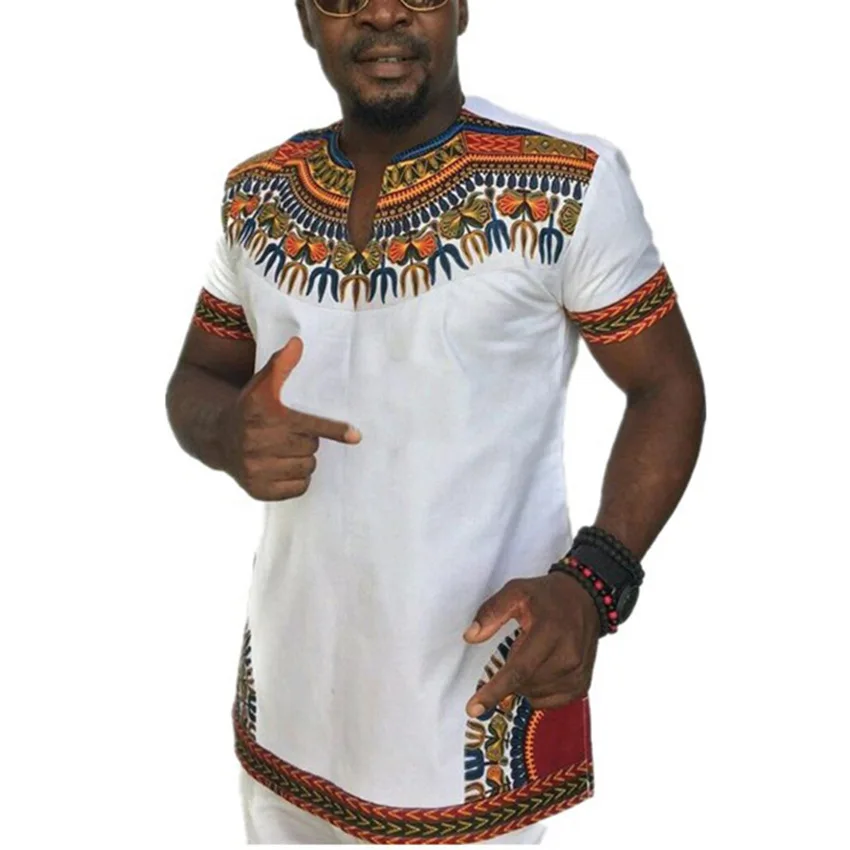 

African Clothing 2021 Summer Wholesale New Design Plus Size Casual Short Sleeve African Dashiki Shirts Blouse For Men