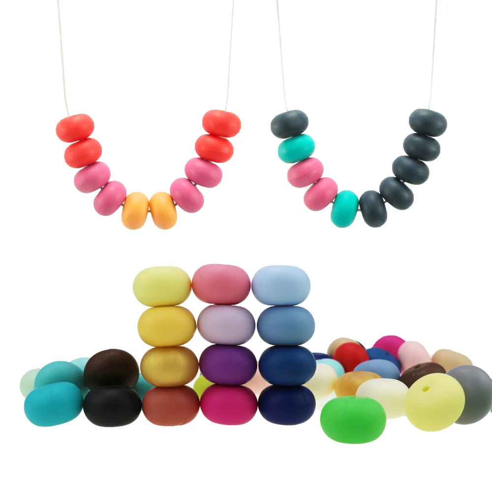 

2021 New Silicone Beaded Necklaces for Mom Teether Pendant Abacus Large 20MM Chew Teething Silicone Bead