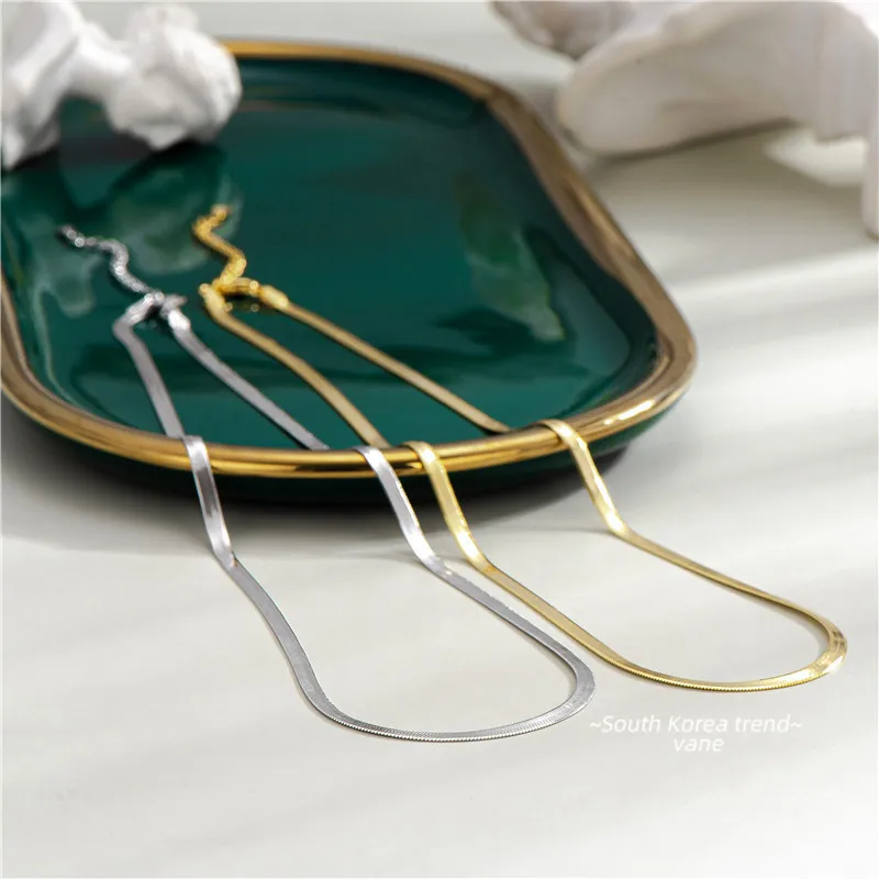 

1.7mm 2.5mm Flat Snake Chain Necklace with Extension Chain DIY Jewelry Making 925 Sterling Silver Chain Necklace for Women Girl