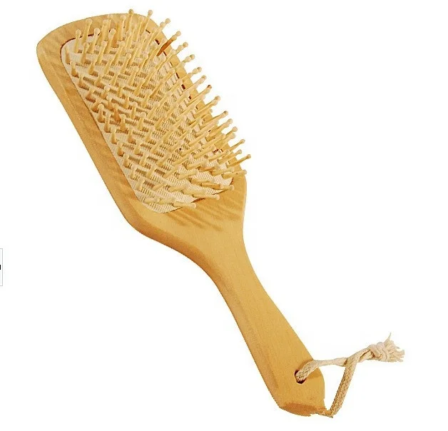 

Wooden professional Custom logo wooden hair comb massage brush, Natural