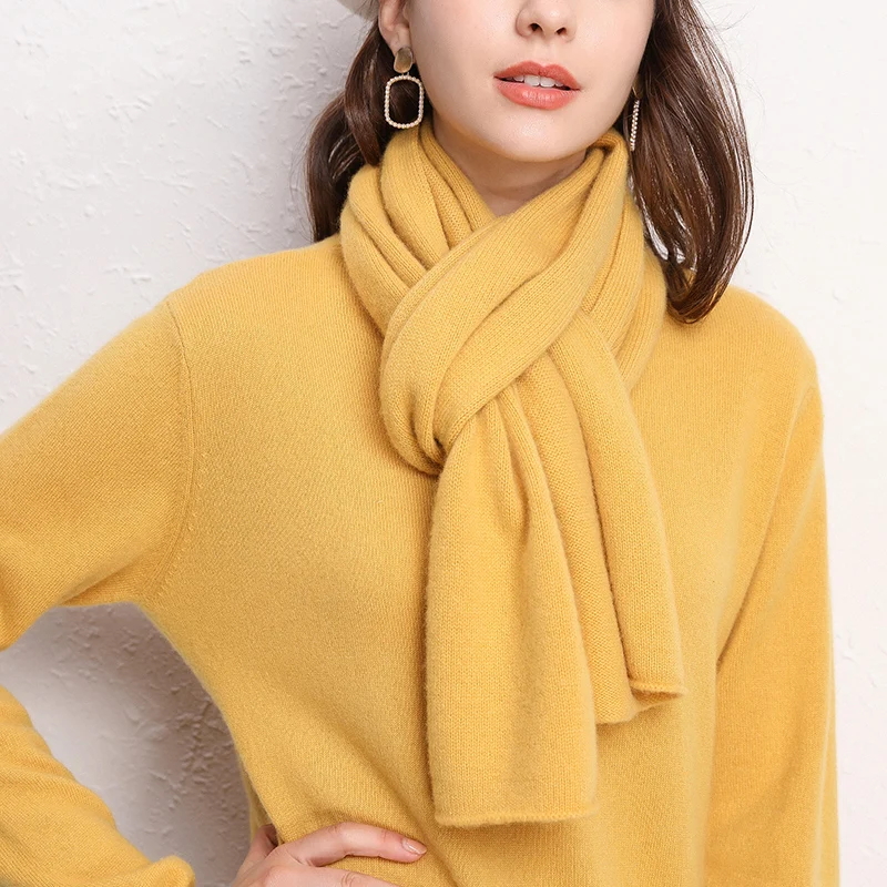 

Wholesale Factory Women Scarves 100% Cashmere Knitting Scarf Winter 135*26cm Soft Warm Pure Goat Cashmere Long Scarf For Ladies
