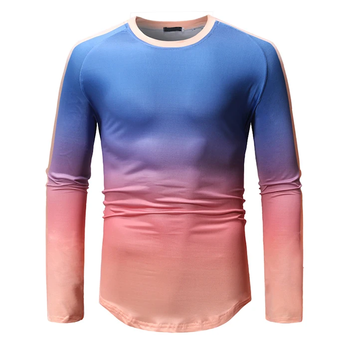 

Wholesale high quality colorful crew neckt shirt fast drying fitness long shirt for men, Custom color