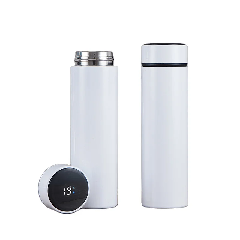 

500ml Smart Digital LED Display Double Wall Stainless Steel Sublimation Blanks White Thermos Water Bottle, Customized color acceptable
