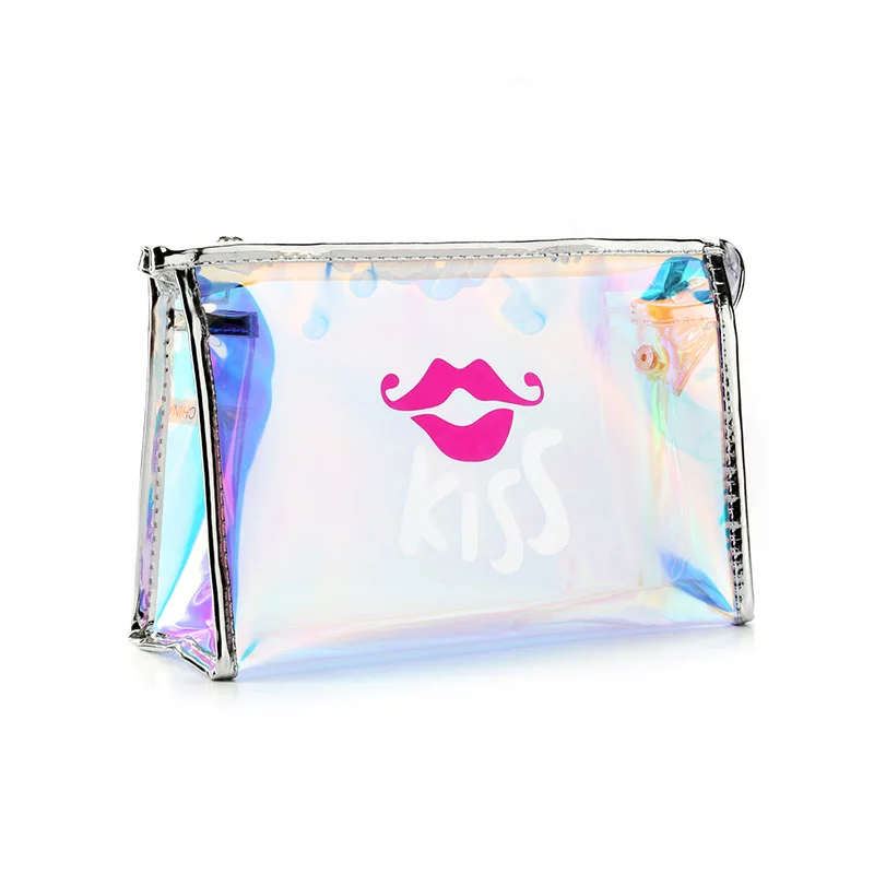 

Customized Fashion Travel Clear TPU Pvc Organizer Woman Makeup Holographic Cosmetic Bag Sets&Cases cosmetic bags or pouches, As pic