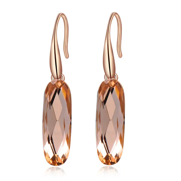 

PandaHall Oval Real Rose Gold Plated Alloy Austrian Crystal Dangle Earrings