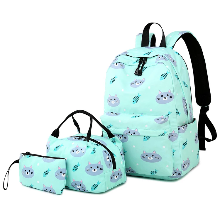 

Hot Selling Polyester Backpack Bag Multi-function Printing School Bag High Quality Backpack Set For Girls