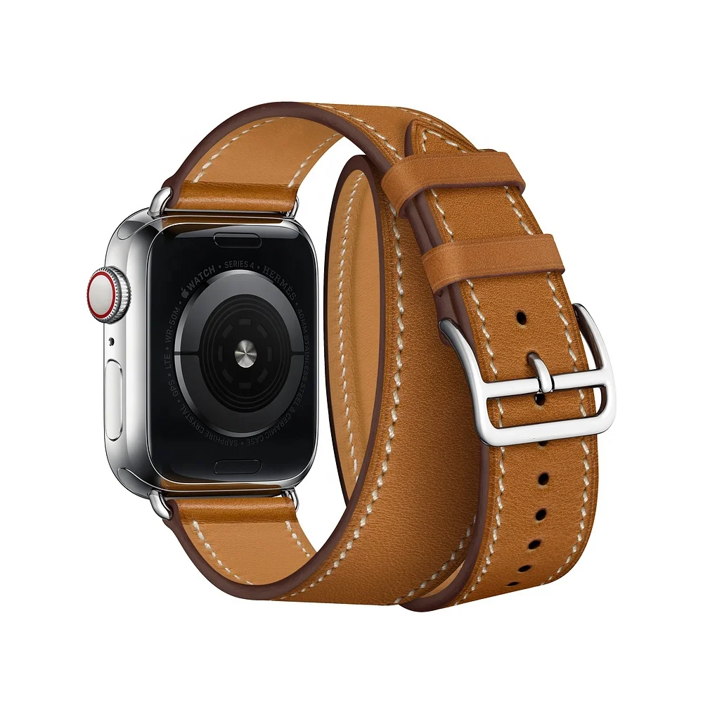 

Tschick Double Tour Band for Apple Watch Series 5 4 3 2 Strap for iWatch Belt High Quality Genuine Leather Loop 38/40mm 42/44mm, Multi-color optional or customized