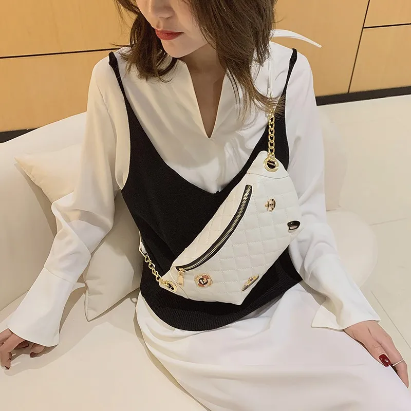 
2020 high quality women 3 colors pu leather chest bag ladies waterproof chest bag 