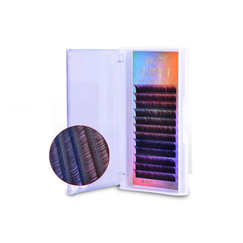 

12 Row Individual Colored False Eyelashes Gradient Grafting Mink False Eyelashes Extensions, Black