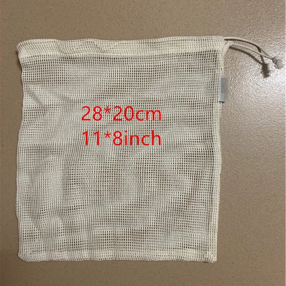 

28*20cm 11*8 inches eco friendly cotton mesh bags for cotton mesh shopping bag reusable produce bagscotton mesh bag, Natural