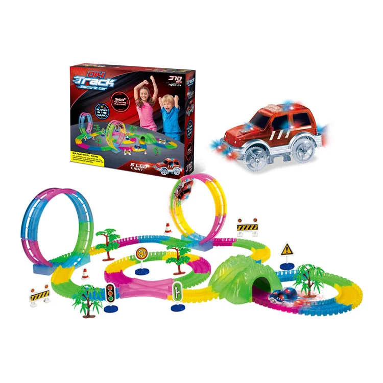 360 Loop Magic Glowing Tracks Flexible Track Car 5 Led Jeep Slot Toy Kids Toys Buy Online Buy