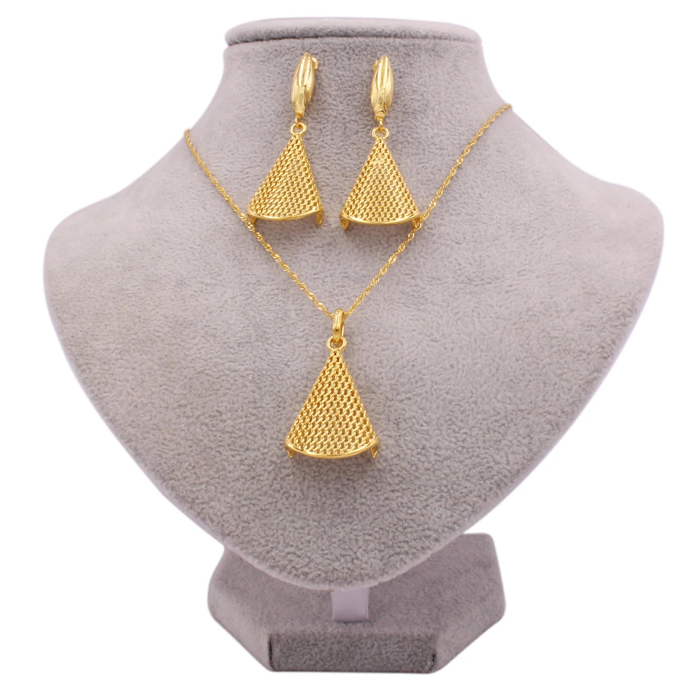

Dubai luxury 18K gold plated bridal filled jewelry sets Indian necklace earrings African wedding gifts jewellery set for women