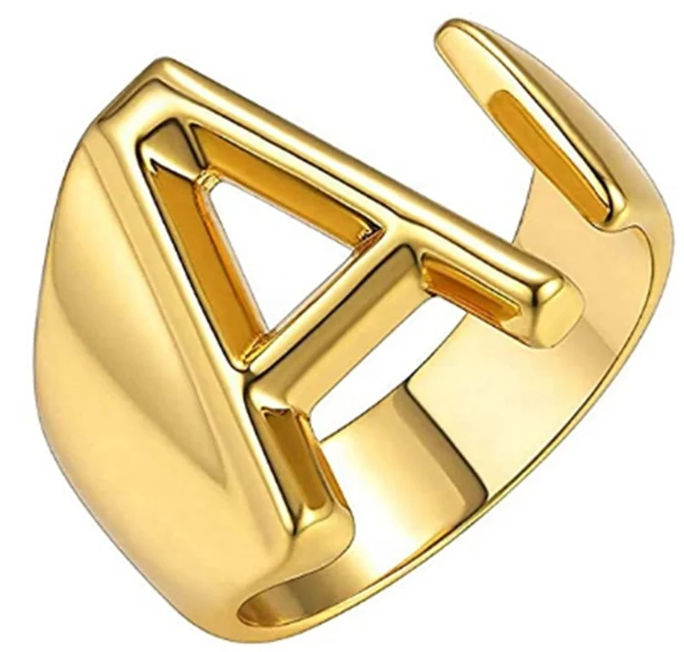 

Amoryubo Wholesale stainless steel letter 24K gold plated rings jewelry for women